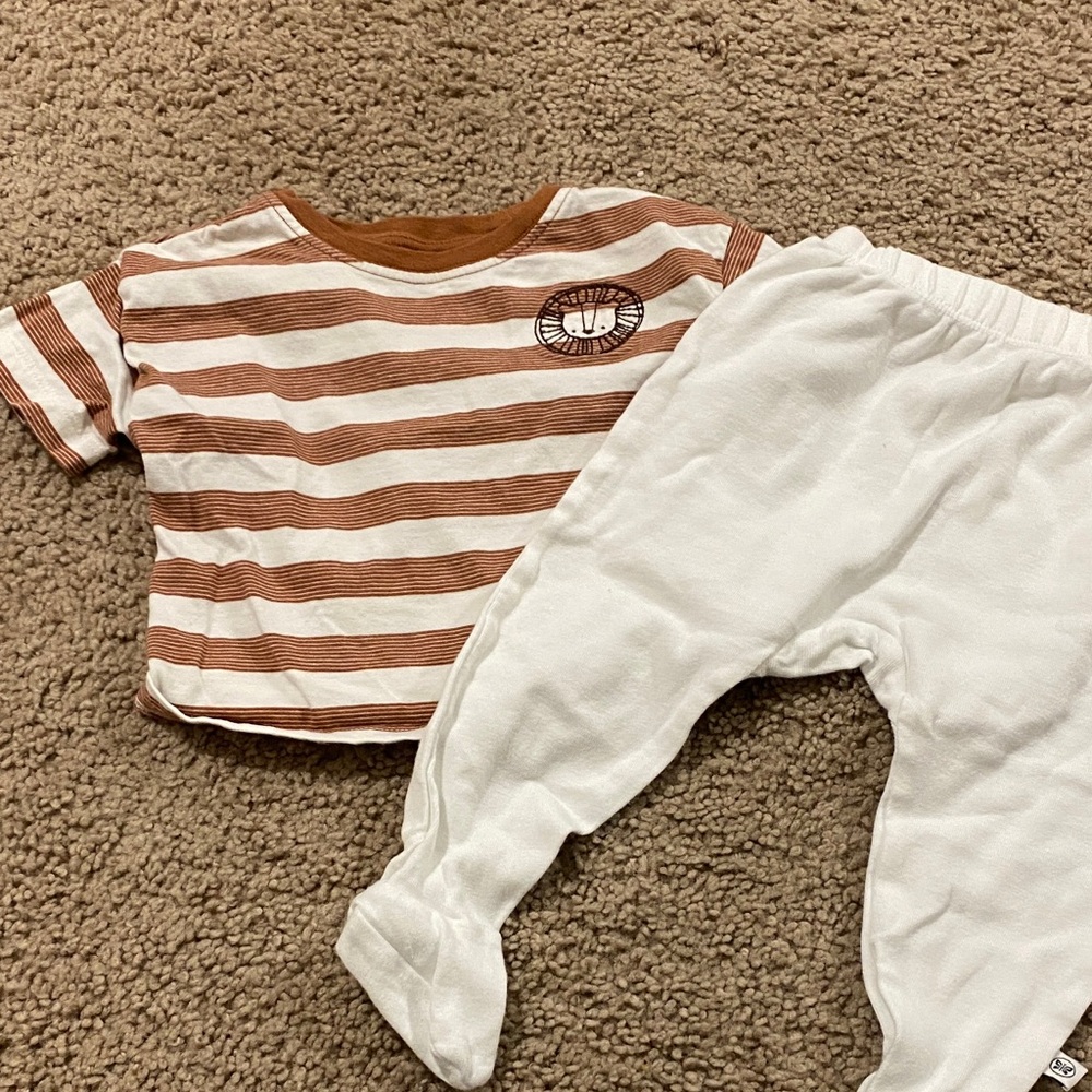 Striped Brown and White Baby Outfit